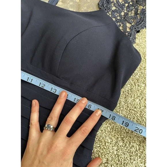 Women's Navy Blue Long Mermaid Cap Sleeve Chiffon Maxi Formal Wedding Dress 14 - Picture 10 of 12